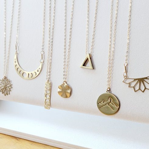 Celestial Moon Phase Half Circle Boho Necklace